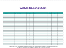 Wish Tracking Sheet